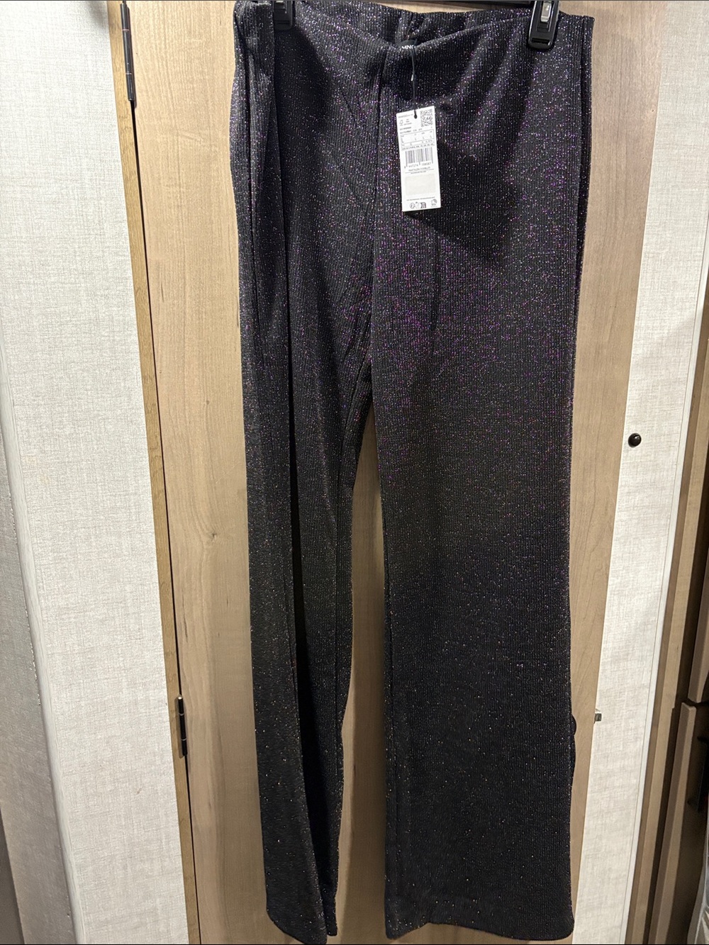 Mango Black Metallic Boot-Cut Pants